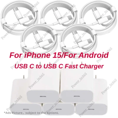 20W Adapter Block USB C Type C Cable Fast Charger For Android iPhone 15 Pro Lot - Image 1 of 4
