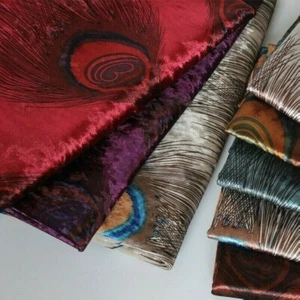 Velvet Fabric Phoenix Peacock Feather Pattern Thick Sofa Cushion Home Decor - Picture 1 of 15