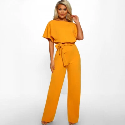 Womens Casual Wide Leg Jumpsuit Romper Evening Party Long Pants Ladies Playsuit - Image 1 of 4