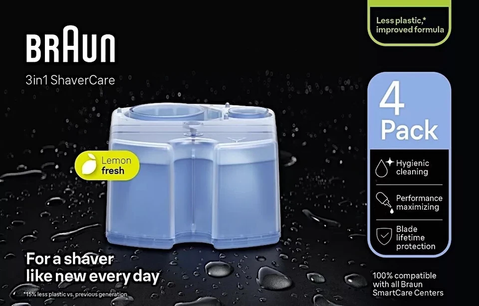 Braun CCR4 Clean & Renew Men's Shaver Hygienic Cleaning Refill Cartridge Pack 4