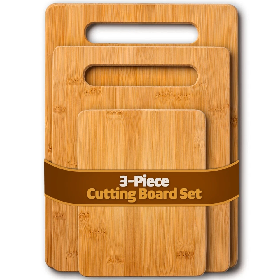Bamboo Cutting Board 3 Piece Set, Wood Chopping Boards Serve Meat,Veggies,Cheese - Image 1 of 4