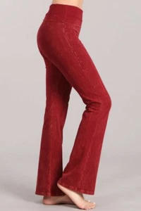 Chatoyant Bootcut Mineral Wash Foldover Waist Pants BurntClay M - Picture 1 of 4