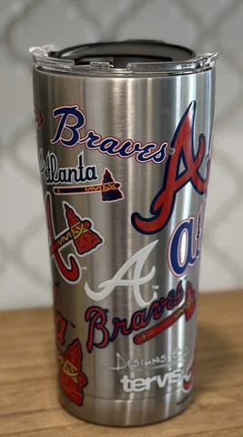 Tervis Atlanta Braves 20 oz All Over LOGO Stainless Steel Tumbler Slider Lid Cover