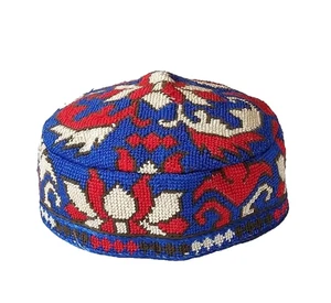 UZBEK IROQI TRIBAL HAND EMBROIDERED SILK HAT-UNISEX - APPROX 21.5" - SMALL - Picture 1 of 4