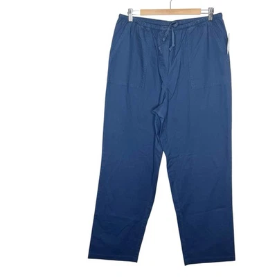 LL Bean Sunwashed Canvas Pants Bright Navy Womens L Tall Drawstring Straight Leg - Image 1 of 4