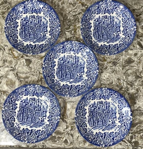 Platillos Platos Vintage Inglés Ironstone Inglaterra 5.5" Serie Dickens Azul/Blanco - Imagen 1 de 10