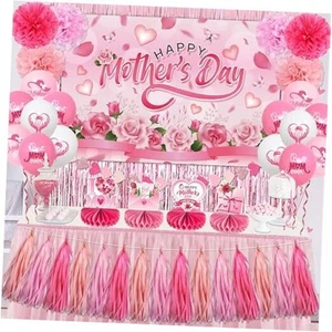 Mother's Day Decorations - Floral Happy Mothers Day Banner & Carnation Table - Picture 1 of 6