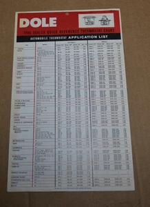 VTG 1966 Dole Thermostat Outlet Gaskets Dealer Automotive Chart Application List - Picture 1 of 5