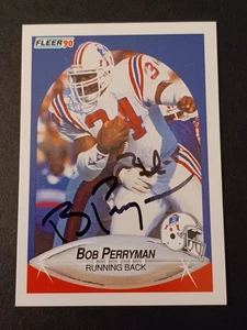 Fleer 1990 firmado por Bob Perryman - Patriots, Michigan - autografiado - Imagen 1 de 1