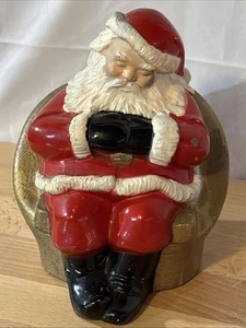 Vintage Metal Sleeping Santa Bank First Federal Savings Logansport, IN Banthrico - Picture 1 of 8