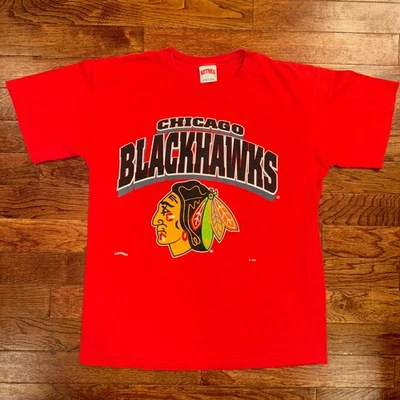 Camiseta de hockey grande vintage de los Chicago Blackhawks de la NHL de los años 90 Foto 1 de 4