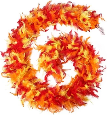 Boa Pluma Fuego Multicolor - 80g 2 Yardas Pavo Boas Amarillo Rojo Naranja  Foto 1 de 4