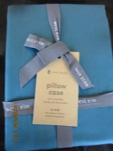 2 West Elm Tencel  King pillowcases blue teal New w tag - Picture 1 of 1
