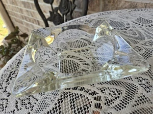 Vintage Large Square Clear Glass Ashtray Cigar Cigarette Heavy Quality 6” Square - Picture 1 of 6