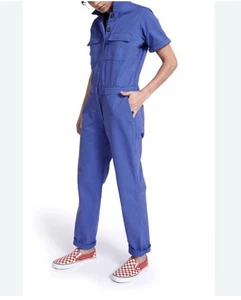 BP X Wildfang size S Utility Short Sleeve Jumpsuit In Blue Dazzle - Picture 1 of 11