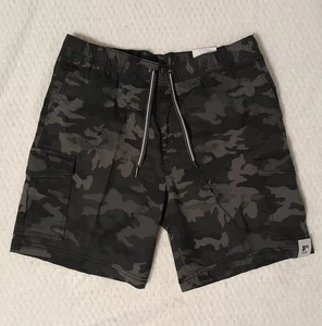 George Pull On Cargo Shorts Black Camo Mens Size Medium 32-34 - Picture 1 of 12