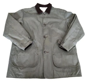 J Crew Chore Coat Jacket Large Barn Large Flannel Lined Corduroy Trim - Picture 1 of 16