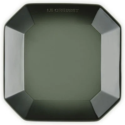Le Creuset Octagon Square Plate 22cm Thyme Stoneware Microwave Oven Safe JPN New - Image 1 of 4
