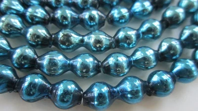 Guirnalda de Navidad vintage con cuentas de vidrio mercurio azul verde azulado brillante 90" x 1/4" Foto 1 de 4