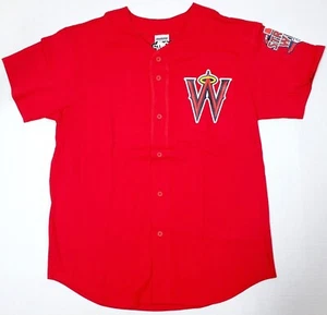 STREETWISE Baseball Jersey T-shirt West Coast W Halo Full Button Men's Red New - Picture 1 of 4