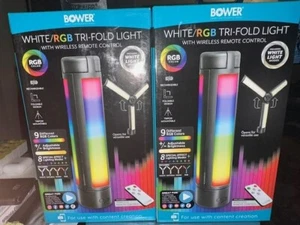 BUYER GET 2 PER ORDER Bower White/ RGB Tri- Fold Light + Wireless Remote Control - Picture 1 of 3