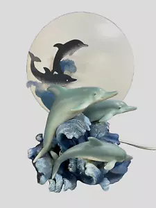 Dolphins in the Surf Table Lamp Rare Vtg 7.25"x6"x6" Oceanic Sculpture 96213 sku - Picture 1 of 12