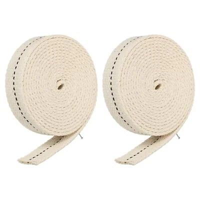 Algodón Aceite Lámpara Mecha 3/4" Ancho 2M Largo con Negra Puntada, 2 Rollos - Imagen 1 de 4