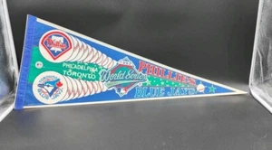 Striscione tipo pennant Toronto Blue Jays vs Philadelphia Phillies 1993 World Series - Foto 1 di 2