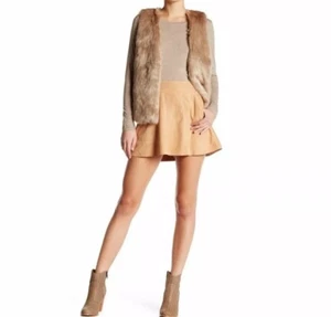 NWT $490 Joie Beige Graton Goat Leather Suede Mini Skirt Size 6 - Picture 1 of 8