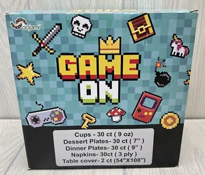 Game On Party Pack - Serves 30 - Cups, Plates, Napkins and Tablecloths Gamers - Picture 1 of 4