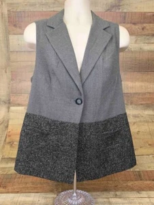 Cabi Womens 518 Over The Moon Vest Gray Tweed Hem Lined Button Stretch Jacket M - Picture 1 of 10