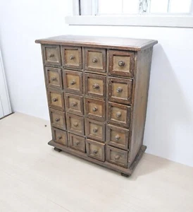 Vintage Wooden 20 Small Drawers Jewellery Box Original Old Fine Hand Crafted - Picture 1 of 7