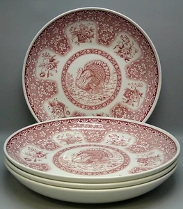 Spode FESTIVAL PINK pattern INDIVIDUAL PASTA BOWLS Set of FOUR - Picture 1 of 3