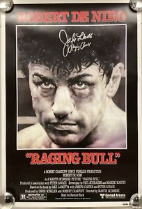Jake LaMotta Signed Movie Poster 26x39 Boxing Auto Raging Bull Inscr HOF PSA/DNA