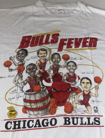 Vintage 1990s Jordan Era Bulls Fever M Shirt IL Lottery Promo Salem Sportswear Cover