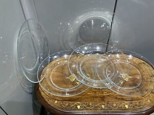 Vintage Dinner Plates X 5 Arcoroc France Clear Glass 23cm 