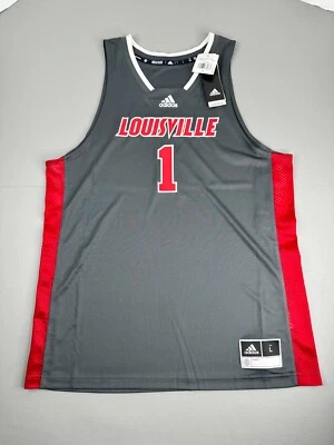 Louisville Cardinals Basketball Jersey Mens Large Adidas #1 New Gray - Image 1 of 4