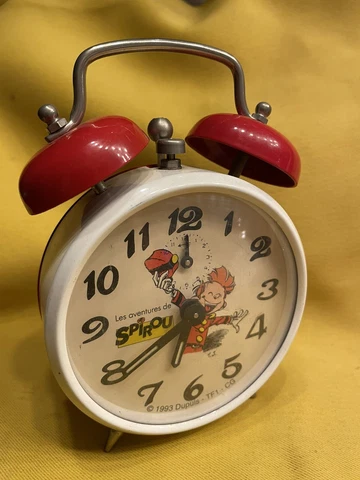 RARE Spirou animated novelty VINTAGE old alarm clock - French - 1993 - Cartoon Cover
