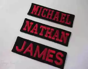 CUSTOM Personalized Sew On Embroidered Name Patch Rectangle 6cm x 2.2cm - Picture 1 of 8