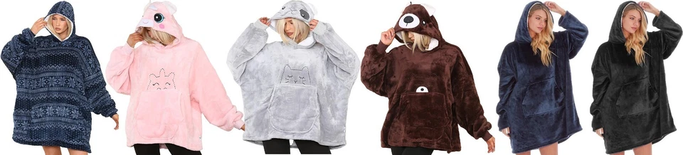 UK DISPATCH Warm Snuggle Fleece Hooded Top One Size Lounge Wear Oversized Bed Jacket Unisex