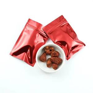 Red Mylar Foil Packaging Bags with Zip Seal for Food Meal Prep & Snack Storage - Picture 1 of 14