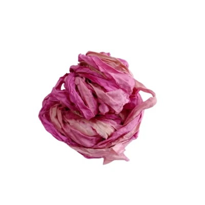 Sari Silk Ribbon super bulky yarn - Pink -Sari Silk Ribbons - Silk Strips - Image 1 of 4