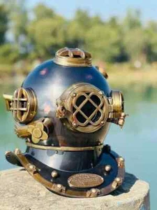 US Navy Mark V Vintage Antique Style Brass Deep Sea Scuba Divers Diving Helmet - Picture 1 of 6