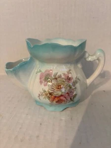 VTG. OLD FOLEY JAMES KENT LTD. STAFFORDSHIRE ENGLAND AQUA AND FLORAL SHAVING MUG - Picture 1 of 7