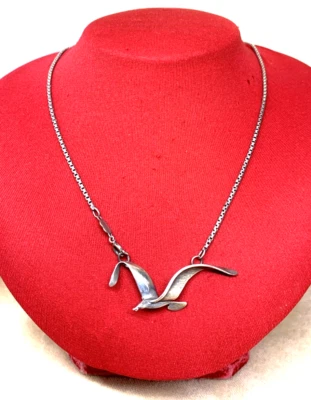 UNOAERRE COLLANA/COLLIER IN ARGENTO 835 VINTAGE CON GABBIANO CENTRALE ANNI 70 - Immagine 1 di 4