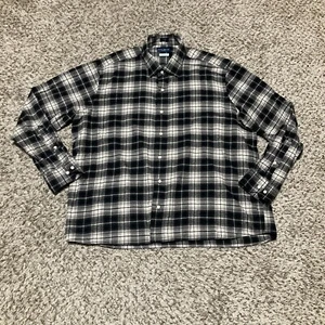 Peter Millar Japanese Flannel Mens 2XL Black White Plaid Button Up Shirt - Picture 1 of 5
