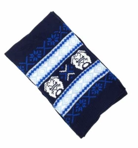 $117 Club Room Men's Unisex Blue Bulldog Classic Fall Winter Knit Scarf One Size - Picture 1 of 1