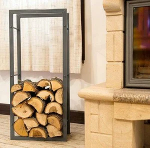 Kaminholzregal Metall Innen Kaminholzständer 100 cm Grau Kaminholz Regal - Bild 1 von 7
