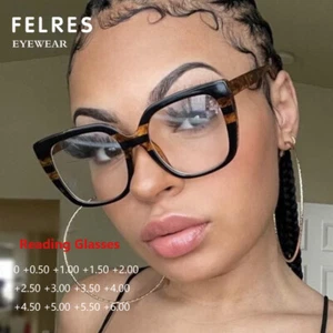 Übergroße Anti Blaulicht Lesebrille für Damen Eckig Großes Gestell Brille - Bild 1 von 14