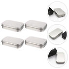 4 Pcs Containers With Lids Small Tin Storage Tinplate Box Square